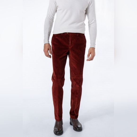 Maurizio Baldassari Brera Corduroy Chino Dress Pants EU 54/ US 37-38 Warm Rood